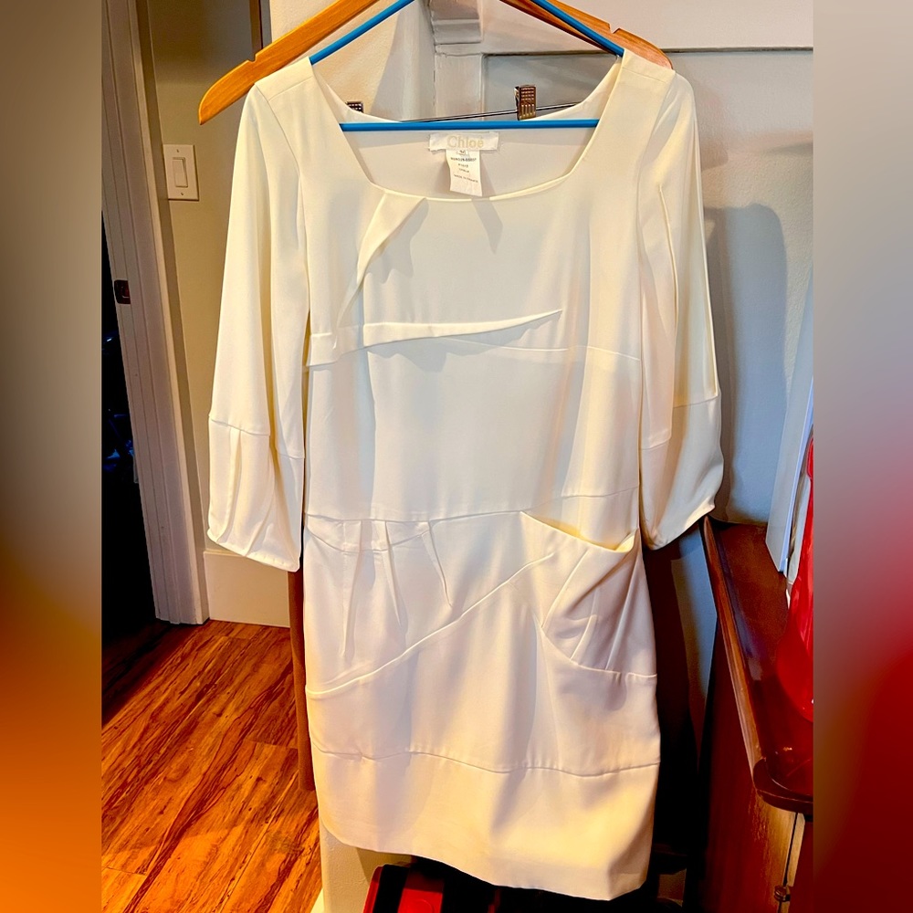 Chloé cream white silk dress